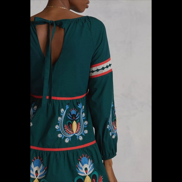 ANTHROPOLOGIE LET ME BE Embroidered Tunic Mini Dress - Picture 4 of 10
